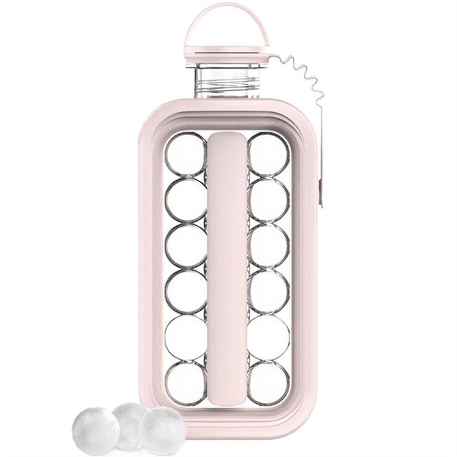 

Ice Cube Trays 2 in 1 Portable Ice Maker Kettle With 17 Grids Flat Molds For Hockey Cocktail Coffee Whiskey Champagne Beer Juice 201-300ml розовый