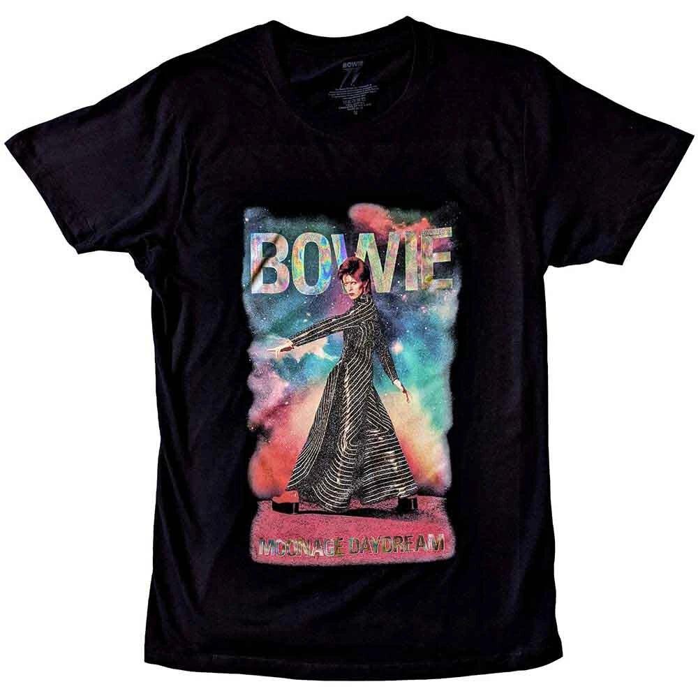 David Bowie Unisex Embellished T-Shirt: Moonage 11 Fade (Glitter Print) (Large) S