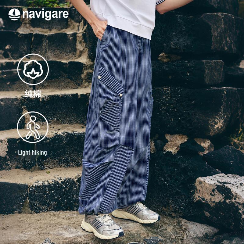 Navigare Women s Plaid Wide-Leg Cotton Cargo Pants 2XL