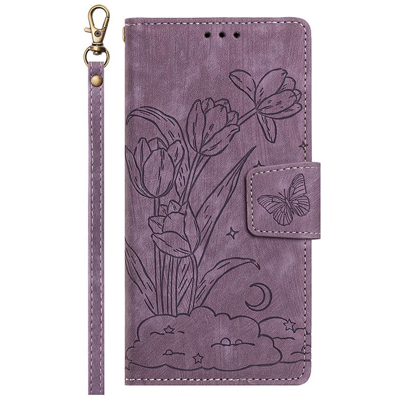 Anti-fall Embossed Leather Phone Case for Sharp AQUOS Wish 5, Fujitsu Arrows We 3, Kyocera, ZTEN