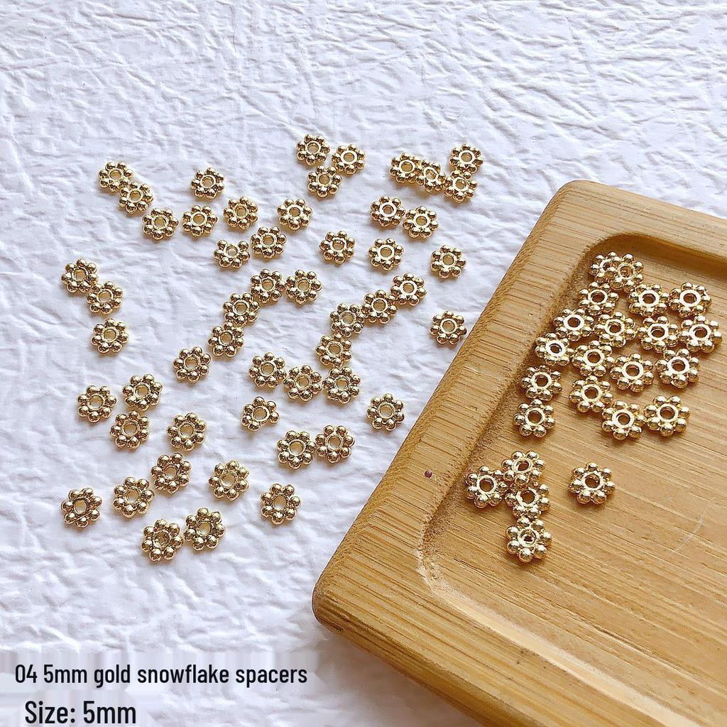 18k Gold Plated Snowflake Spacer Beads for DIY Jewelry Making