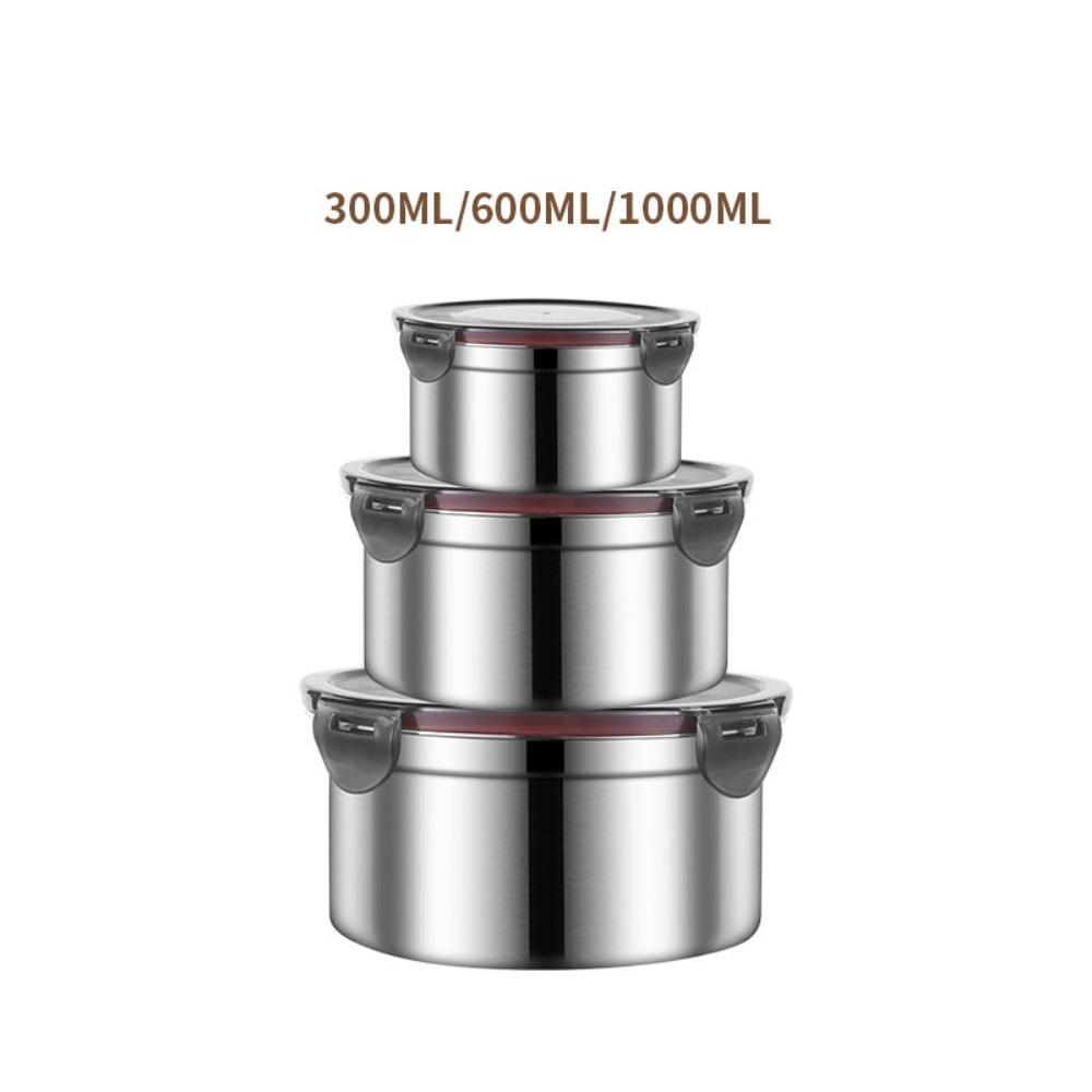 

3Pcs/Set Stainless Steel Fresh Keeping Box Reusable Crisper Household Food Container Meal чёрный