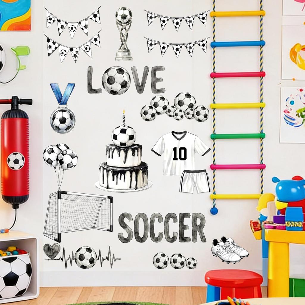 Soccer Theme Wall Decal For Bedroom Living Room Sports Home Wall Decoration