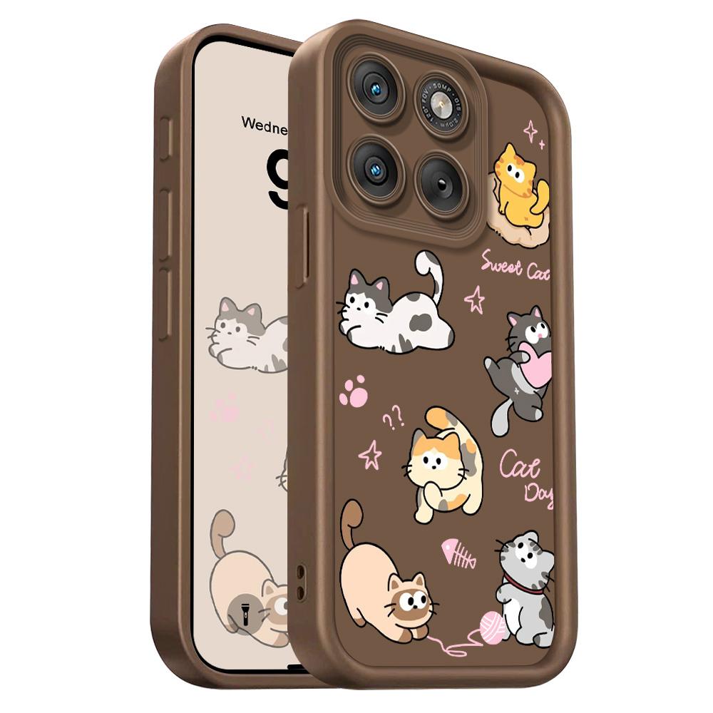 

Playing Cute Cat Phone Case For Motorola Edge 70 60 50 40 Pro Ultra Fusion Stylus Neo 4G 5G Staircase Soft Cover Moto Edge 60 Stylus