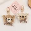 Bowtie Bear Keychain Handmade Wool Woven Bear Key Ring Earphone Pendant Decoration Cute Knitted Animal Keyring for Women
