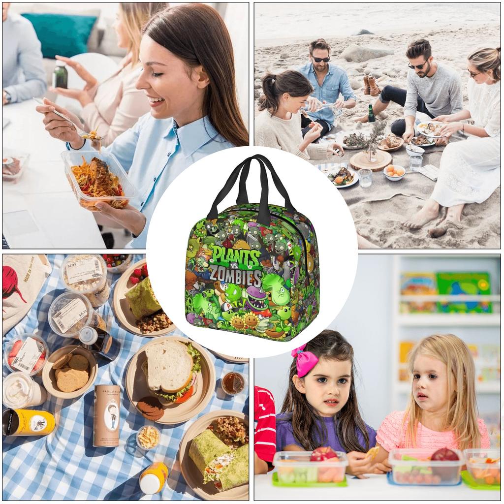 Planten vs. Zombies Spel Geïsoleerde Lunchtas voor Vrouwen Lekdicht Koeltas Thermische Bento Box School
