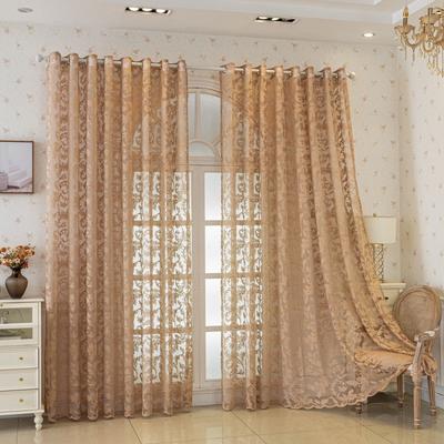 Cortinas con Ojales Cortinas Europeas de Lujo para Sala de Estar Tul Jacquard Floral 1PC