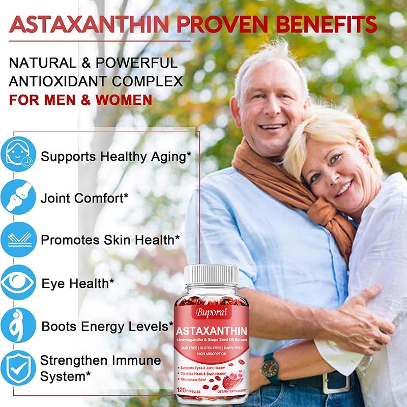 Buporai Astaxanthin Supplement Capsules - Eye, Joint, Heart, and Brain Health