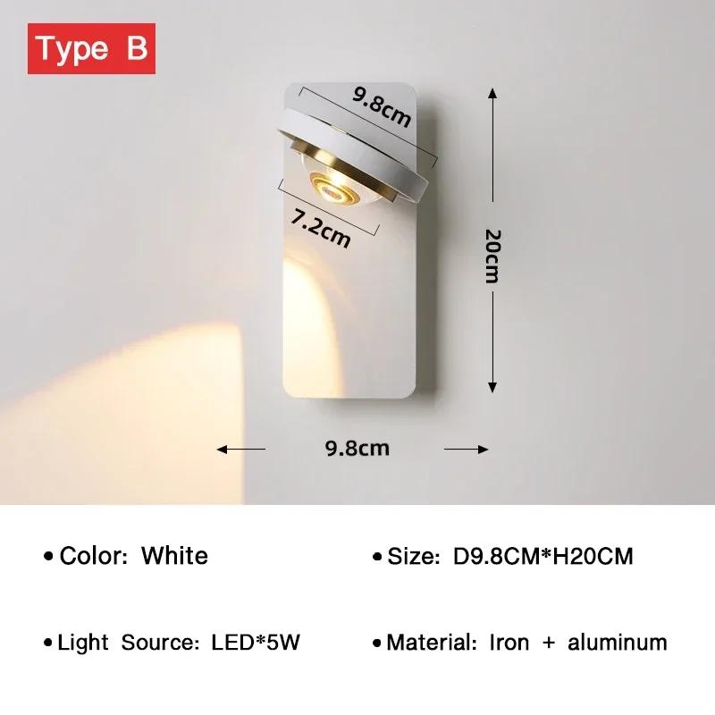 Modern LED Wall Lamp Rotatable Wall Light for Bedroom Living Room Indoor Wall Sconces Home Decoration Lighting Fixture