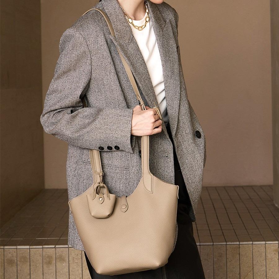 TC Top Layer Cowhide Grain Surface, High-end Feeling, Hundred Hand Picked Vegetable Basket Bag, New Temperament, Single Shoulder Crossbody Women's Bag
