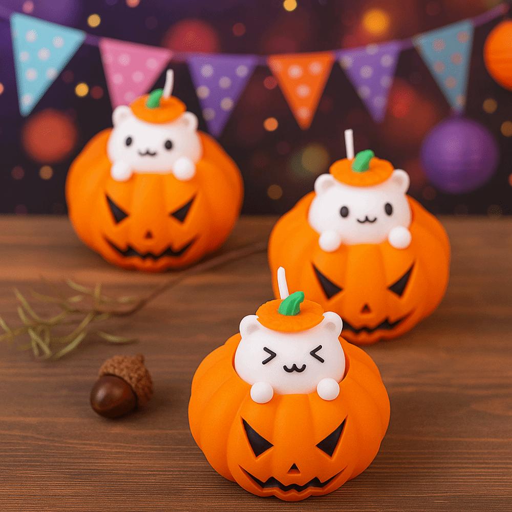 Cartoon 3D Printed Pumpkin Cat Statue Exquisite Miniature Sculpture Toy Figures  Party
