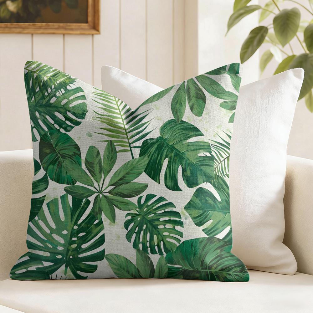 Classic Palm Leaves Cushion Cover Natural Linen Organic Fabric Double-Sided Printing Sofa Home Decor Gift Pillow Cover