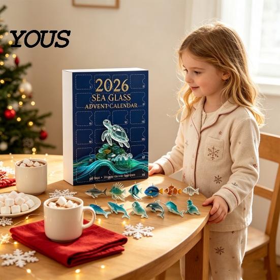 Nápady na dárky na Silvestra 2026 Vánoční adventní kalendář, 2D akrylové přívěsky mořských živočichů, Interaktivní rodinné hry 24denní odpočítávací krabička, Okenní strom