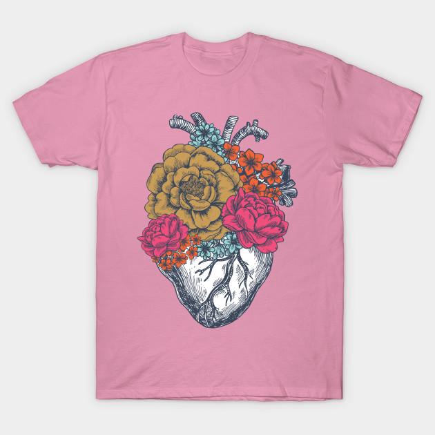 T Shirt Women Flower Heart Harajuku Print Kawaii Tshirt Summer Short Sleeve Female T-Shirt Top Tee