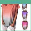 Bequemes Damen Sommer Kurzarm Farbverlauf Übergröße Lässiges Strand T-Shirt Tops Bluse Für Entspannte Tage