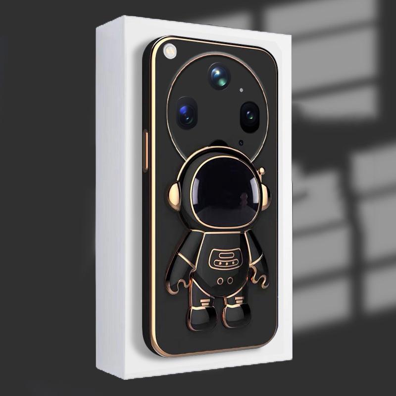 For OPPO Find X9 Ultra Case Shining Astronaut Spaceman Bracket Holder Design Soft Plating For OPPO Find X9S Back Cover