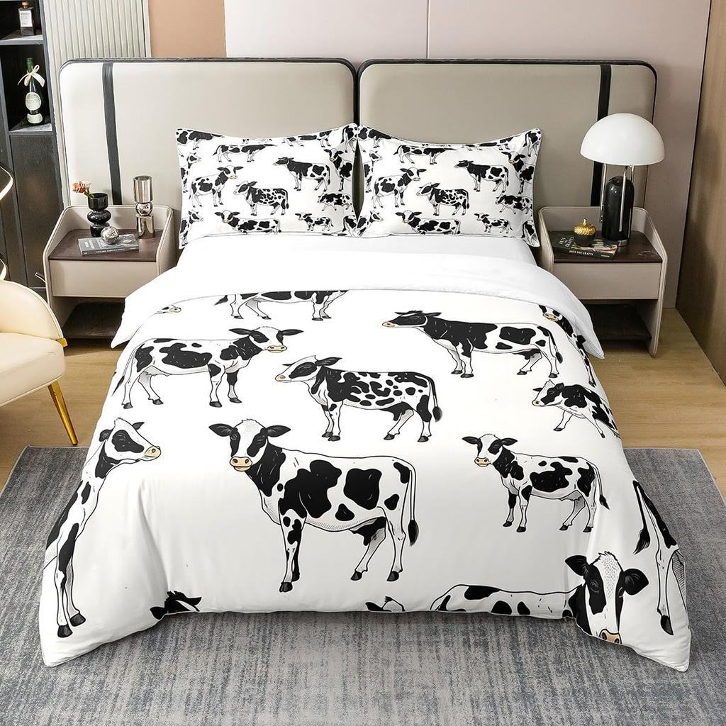 Milk Cow Duvet Covers for Teens Kids Queen Size Lightweight Quilt Covers Bedroom Decor Milk Cow Print Bedspread Covers No Quilt