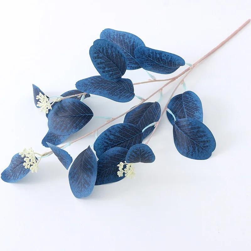 

1Pcs Blue Eucalyptus Flowers Artificial Leaves Branch Fake Plant Decoration for Wedding Room Home Flower Arrangement Decor темно-синий