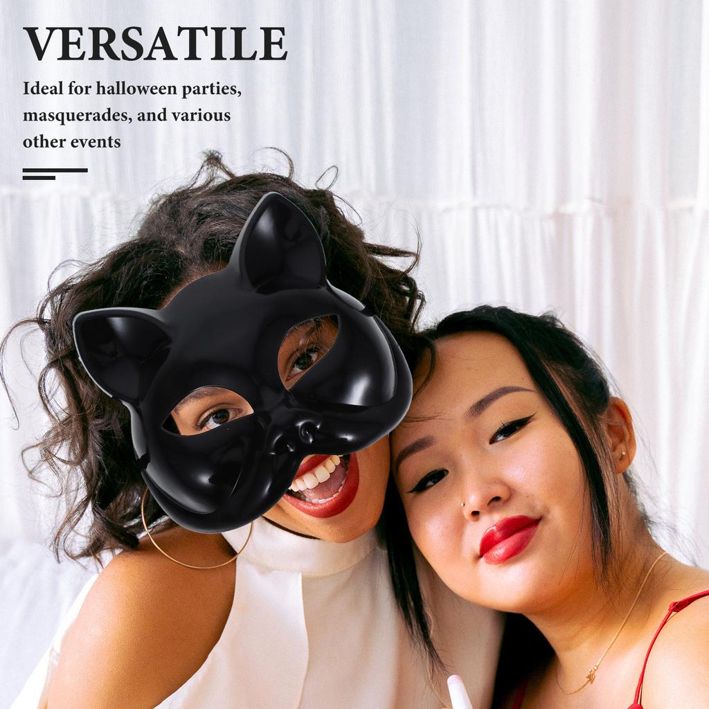 Blank Half Cat Mask Plastic Paintable DIY Halloween Masquerade Cosplay Creative Animal Mask DIY Masks Cat Masks