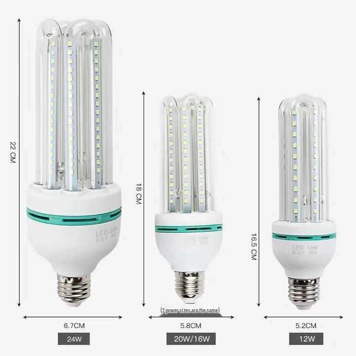 Super Bright LED Energy-saving Spiral Bulb E27 Base 4U Tube for Street and Courtyard Lighting