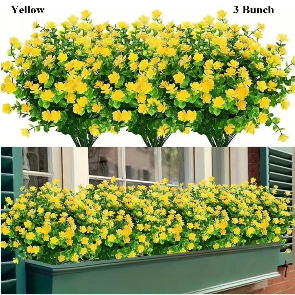 

3 Bunch Multicolors Artificial Flowers Plastic 34cm Realistic Simulation Floral Bouquets Eucalyptus Camellia Rose