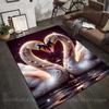 1PC Two Swans Forming Heart Pattern Rug Carpets for Bedroom Living Room Sofa Mat Creative Door Mat Cloakroom Home Decor