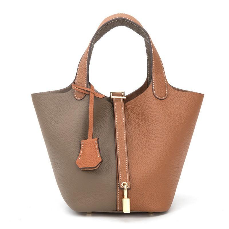 Borsa a Cesto per Verdura Modello TOGO 2026 Secchiello Borsa a Mano di Grande Capacità Pelle di Vacchetta di Primo Strato Pelle di Alta Qualità Donna