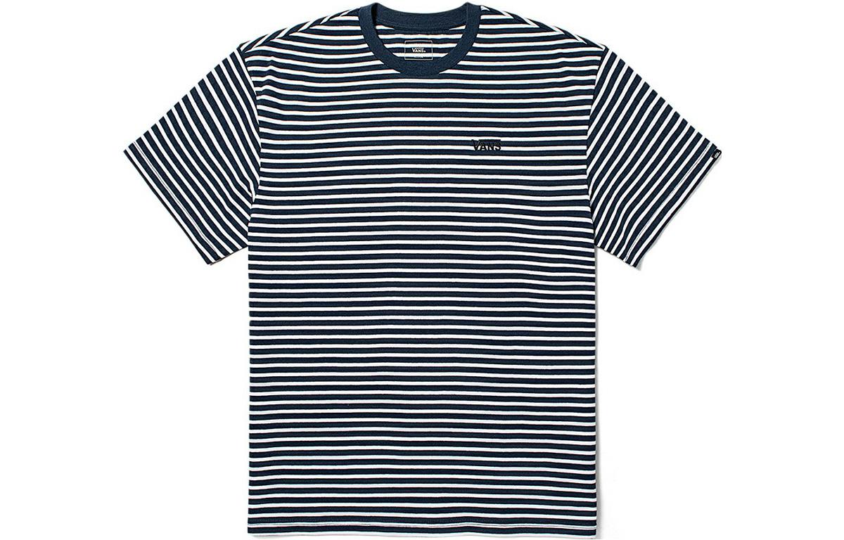 Vans T Shirts Unisex Blue White Stripes Crew Neck Moderate Straight Fit VN000FR2CGI1 XL