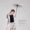 Transparent Long-Handle Umbrella with 16 Reinforced Ribs, Fresh Style, 8-Rib Transparent Umbrella, Fresh Sun Umbrella, Unisex Long-Handle