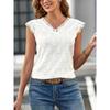 T-Shirt d'été en dentelle sans manches pour femmes, col en v, décontracté