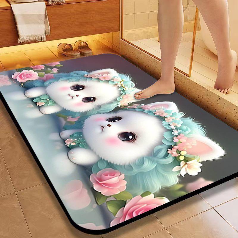 

Диатомовая грязевая впитывающая подстилка Мультяшный милый щенок Коврик для пола в ванной Туалетный коврик для двери Нескользящий придверный коврик Быстросохнущий коврик L