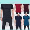 T-shirt da uomo ultra-comoda con orlo curvo e zip laterale in misto cotone premium