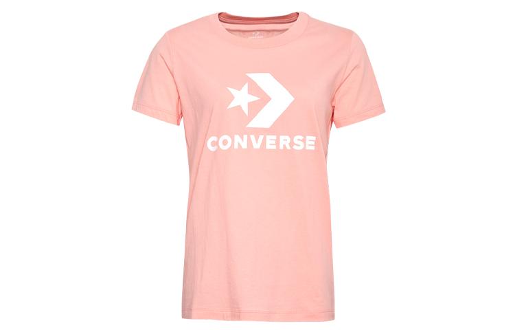 Converse T Shirts Women s Pink Crew Neck Moderate Straight Fit 10009152-A11 S