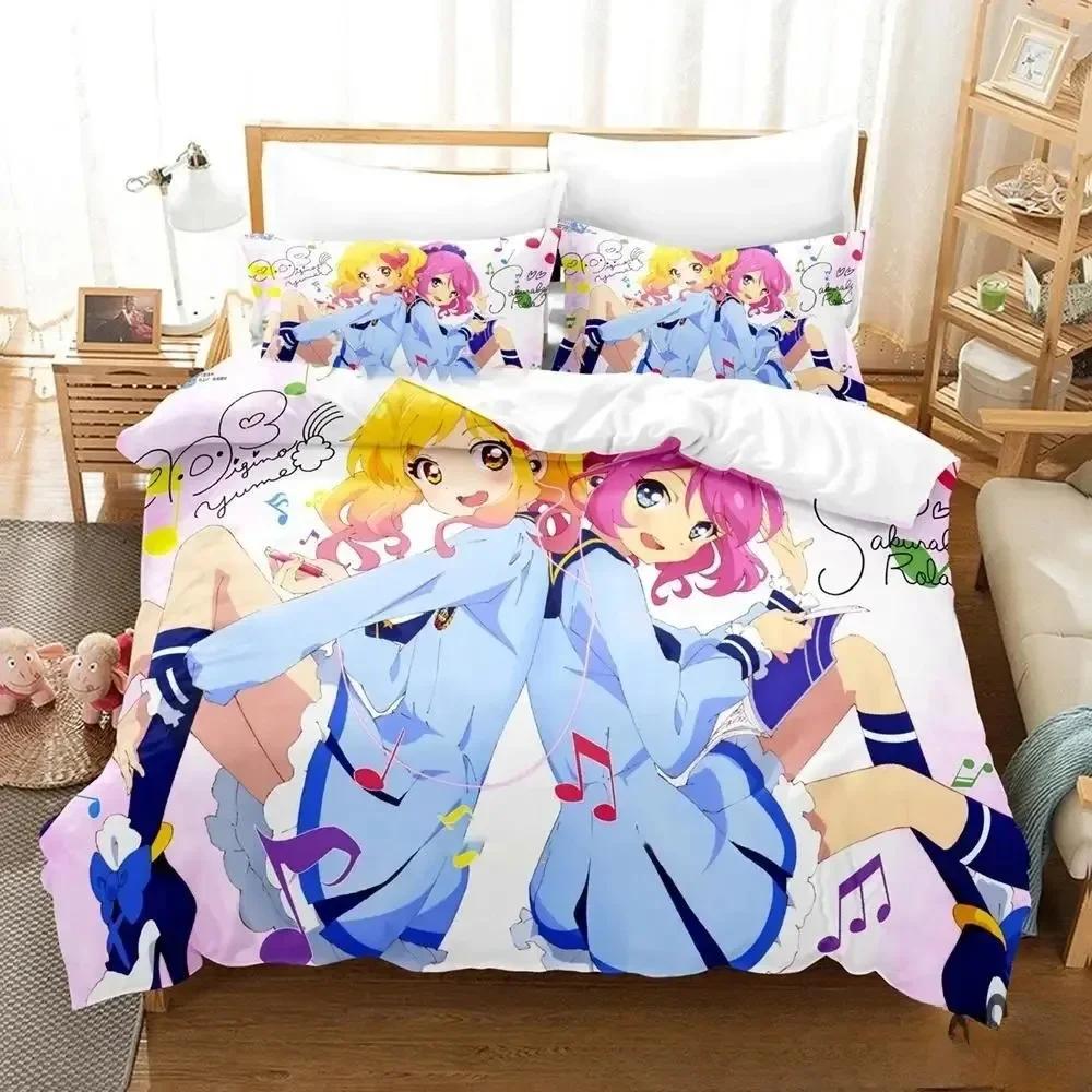 3D Print Anime Aikatsu Bedding Set Printed Bed Set With Pillowcase Bed Duvet Cover Soft Single Double Queen Super King Size