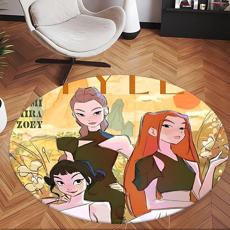 Huntrix (222) Round Office Rug Decorative Floor Rug for Office Bedroom Living Room and Home Space