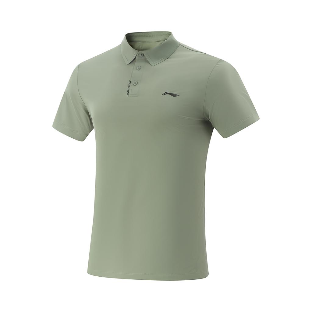 Li-Ning Comfortable Casual Simple Versatile Breathable Solid Color Short Sleeve Polo Shirt Men tops Grass-Green APLV575-4