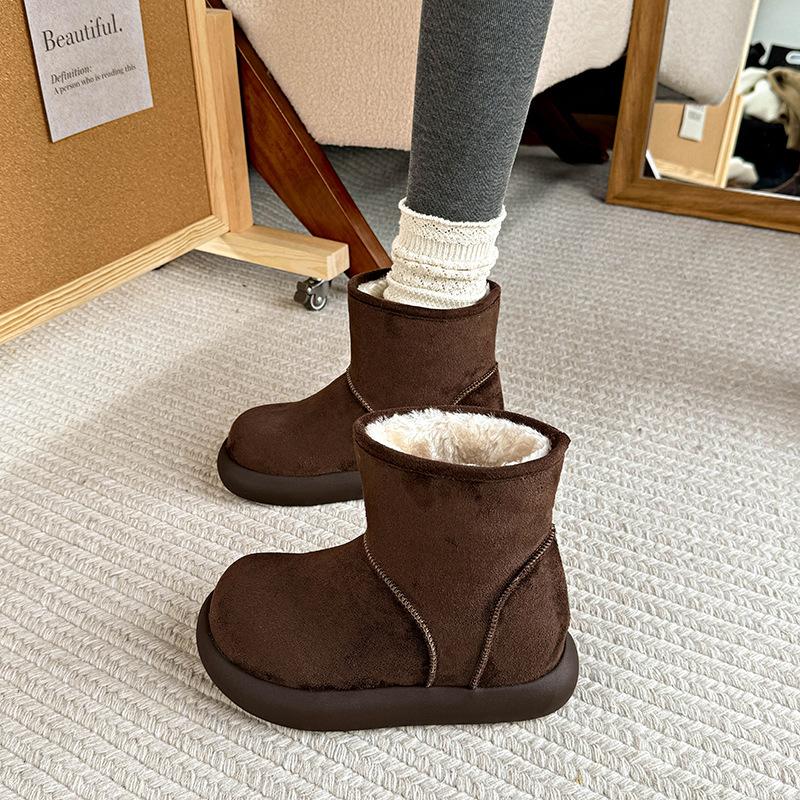 

Women s Soft Elastic Thick Sole Height Increase 8cm Winter Warm Cold Padded Snow Boots Non-slip Wear Outdoor Leisure Sports Cotton Boots 39 темно-коричневого кольору