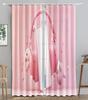 Earphone Music Red Heart Pink WaveBlackout Window Curtain for Living Room Bedroom Bathroom Kicthen Door Cupboard Decor Hooks
