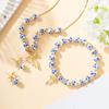 Stylish Blue White Porcelain Bowknot Beaded Jewelry Set Sturdy Fade Resistant Necklace Bracelet Earrings Adornment