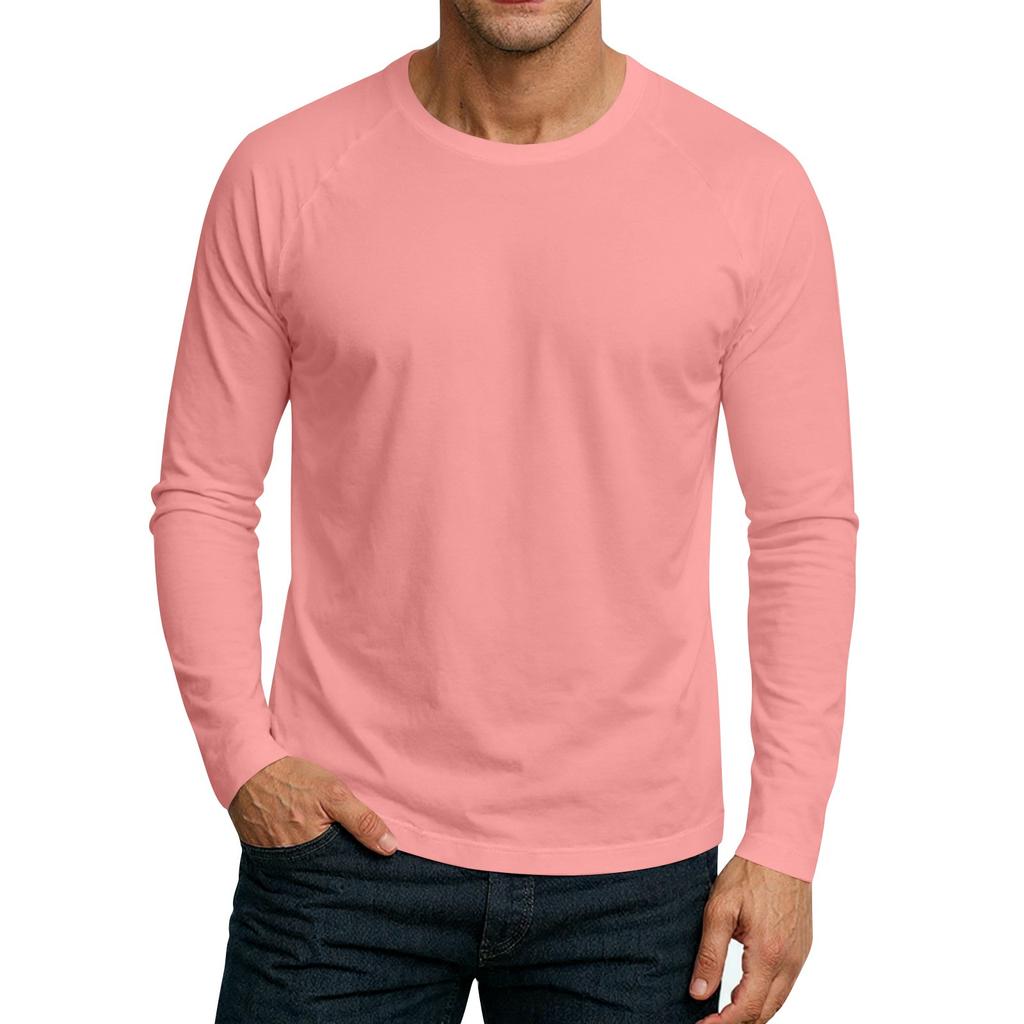 Men's Round Neck Plunger Long Sleeve T-Shirt Top