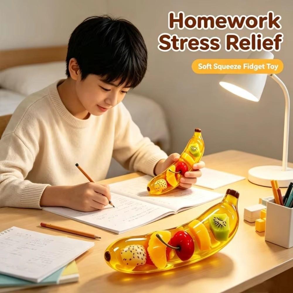 Banana Shape Stress Relief Toy Soft Squeeze Toy New Sensory Decompression Toy  Office Use
