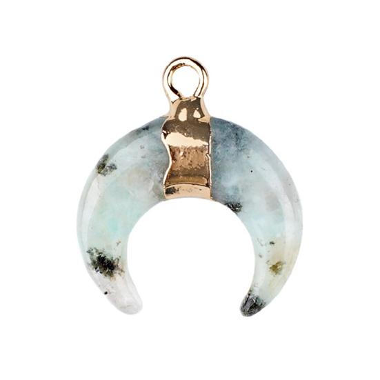 DIY Pendant Gold-Plated Edging Crescent Horn Design Natural Imitation Crystals Jade Necklace Bracelet Earrings Charm DIY Jewelry Making Accessories