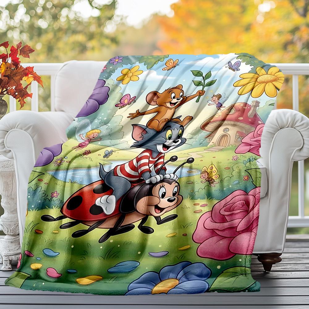1pc Tom and JerryOutdoor Flannel Blanket Soft Plush Decor for Picnics, camping,Bedroom, Playroom, or Lunch Breakn1154A