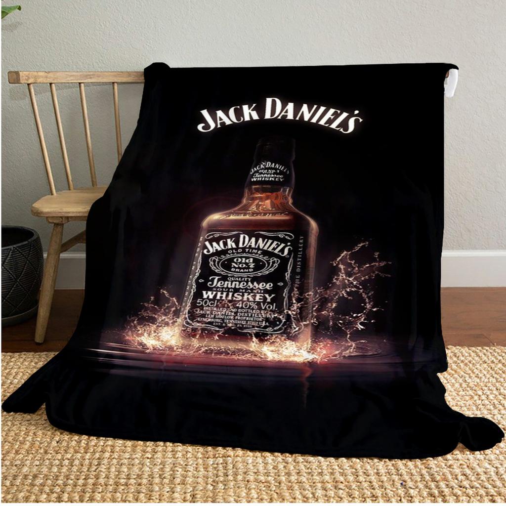 Jack Daniel's Koc Pluszowy Miękki Wygodny na Wszystkie Pory Roku Koc na Sofę Biuro Drzemki Koc Podróżny Zewnętrzny Idealny Prezent