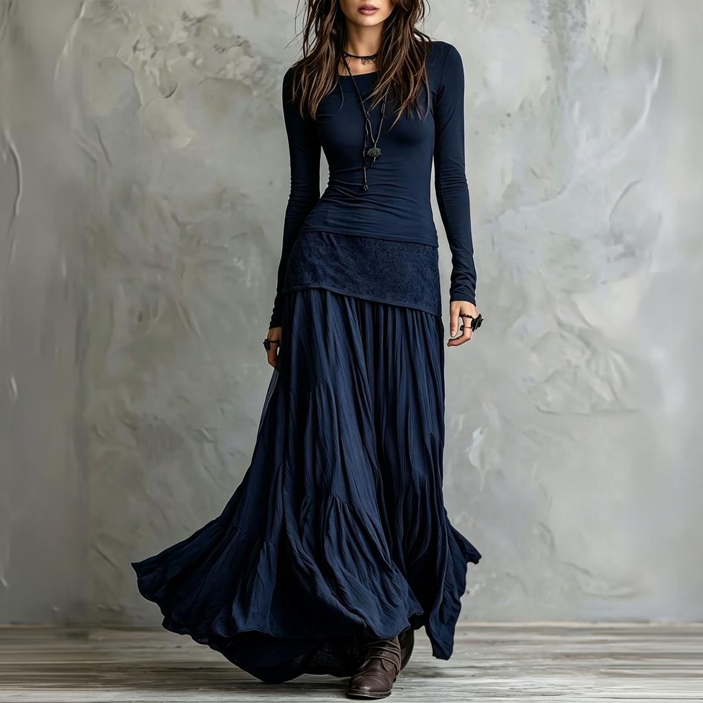 Conjunto de Vestido Maxi Casual de Dos Piezas para Mujer para Vacaciones de Verano