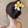 Colorful Pink Frangipani Flower Hair Clip for Bangs