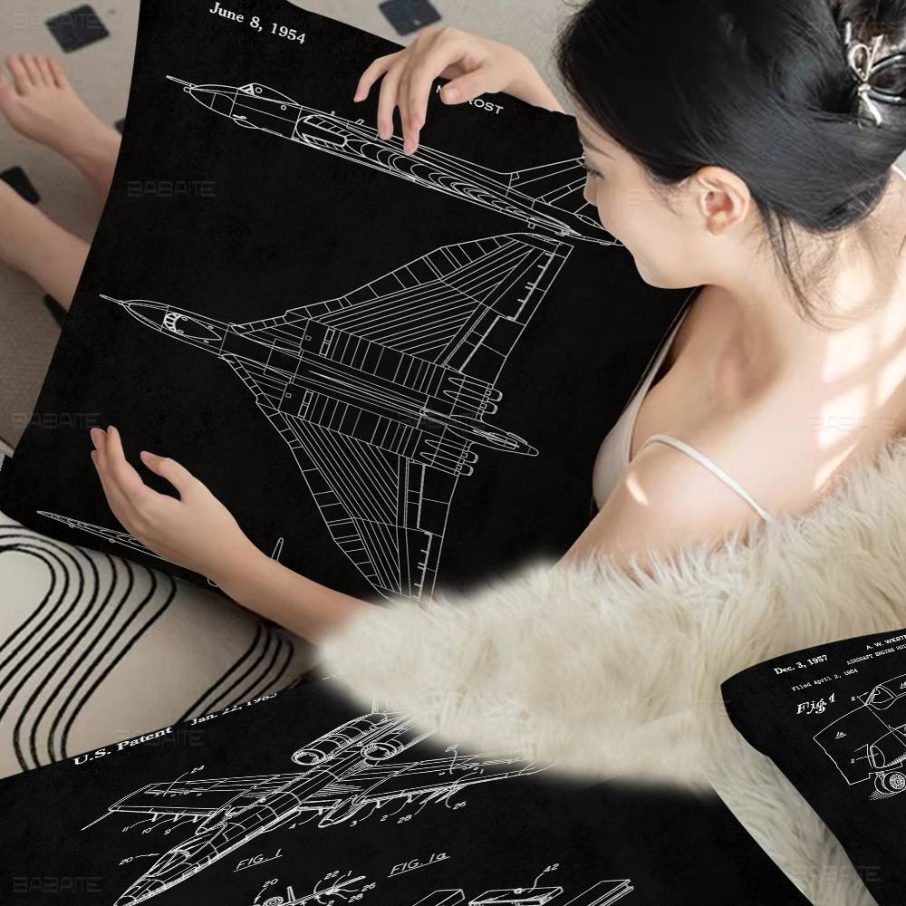 Aircraft Patent Personalized Pillow Cover Kids Bedroom Wild Party Decor Pillowcase Kid Birthday Shower Gift