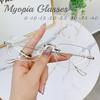 Luxury Rimless Rectangular Women'S Myopia Glasses Minus Diopter Eyeglasses Trendy Near-Sighted Eyewear Diopters 0 To -4.0
