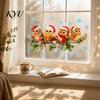 PVC Window Decorations 1/2 Sheets Christmas Cartoon Owl Cling, Standing on Branch Bird Holiday Glass Decals Static Sticker, Removable Waterproof