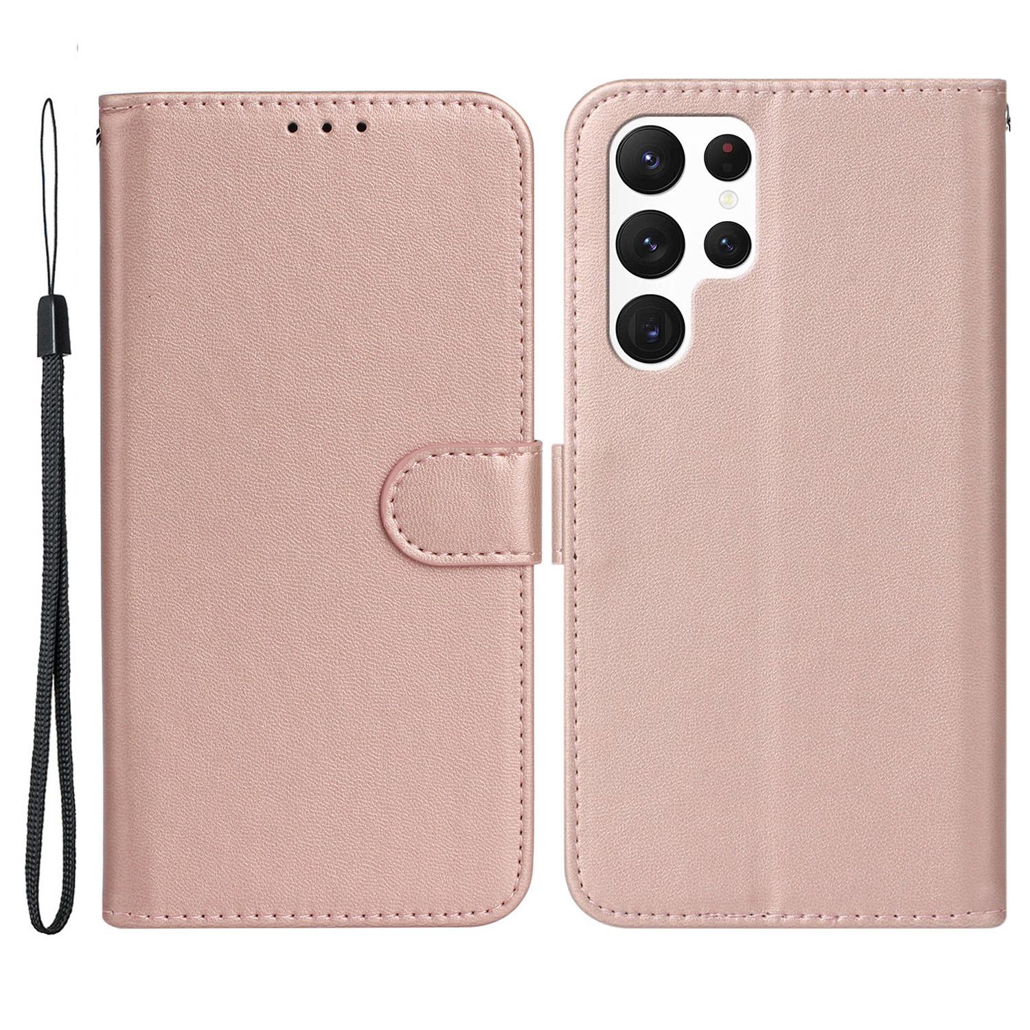 

For Samsung Galaxy S25 Ultra Case with Card Holder PU Leather Flip Wallet Phone Cover Rose Gold
